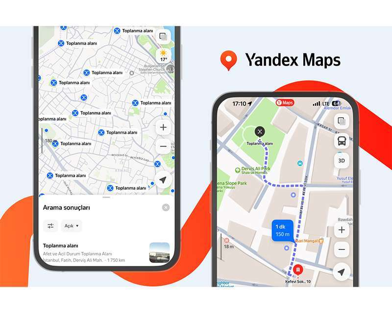 Yandex Maps, AFAD’ın açık verilerinden yararlanarak Türkiye genelinde deprem toplanma alanlarını haritaya ekledi