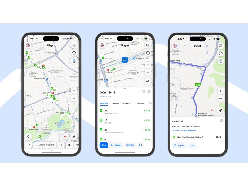 Sakarya’nın belediye otobüsleri ve metrobüsleri artık Yandex’te canlı takip edilebiliyor